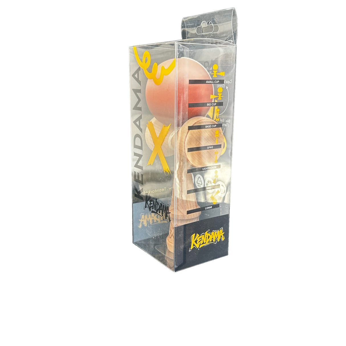Jucarie Kendama X Originala, Profesionala, Flippy, din Lemn, Rubber Grip, 18 cm, Maro/Bej/Roz - vivimall.ro