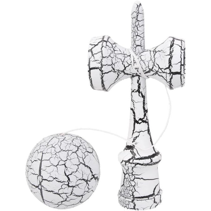 Kendama Crack, Flippy, din Lemn, 18 cm, +14 Ani, Diametru Bila 6 cm, Model Crapat, Alb - vivimall.ro