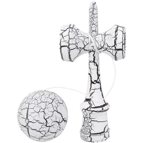 Kendama Crack, Flippy, din Lemn, 18 cm, +14 Ani, Diametru Bila 6 cm, Model Crapat, Alb - vivimall.ro