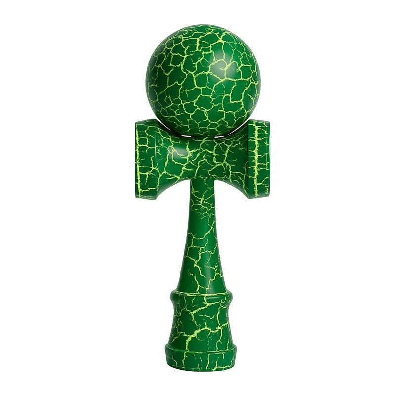 Kendama Crack, Flippy, din Lemn, 18 cm, +14 Ani, Diametru Bila 6 cm, Model Crapat, Verde - vivimall.ro