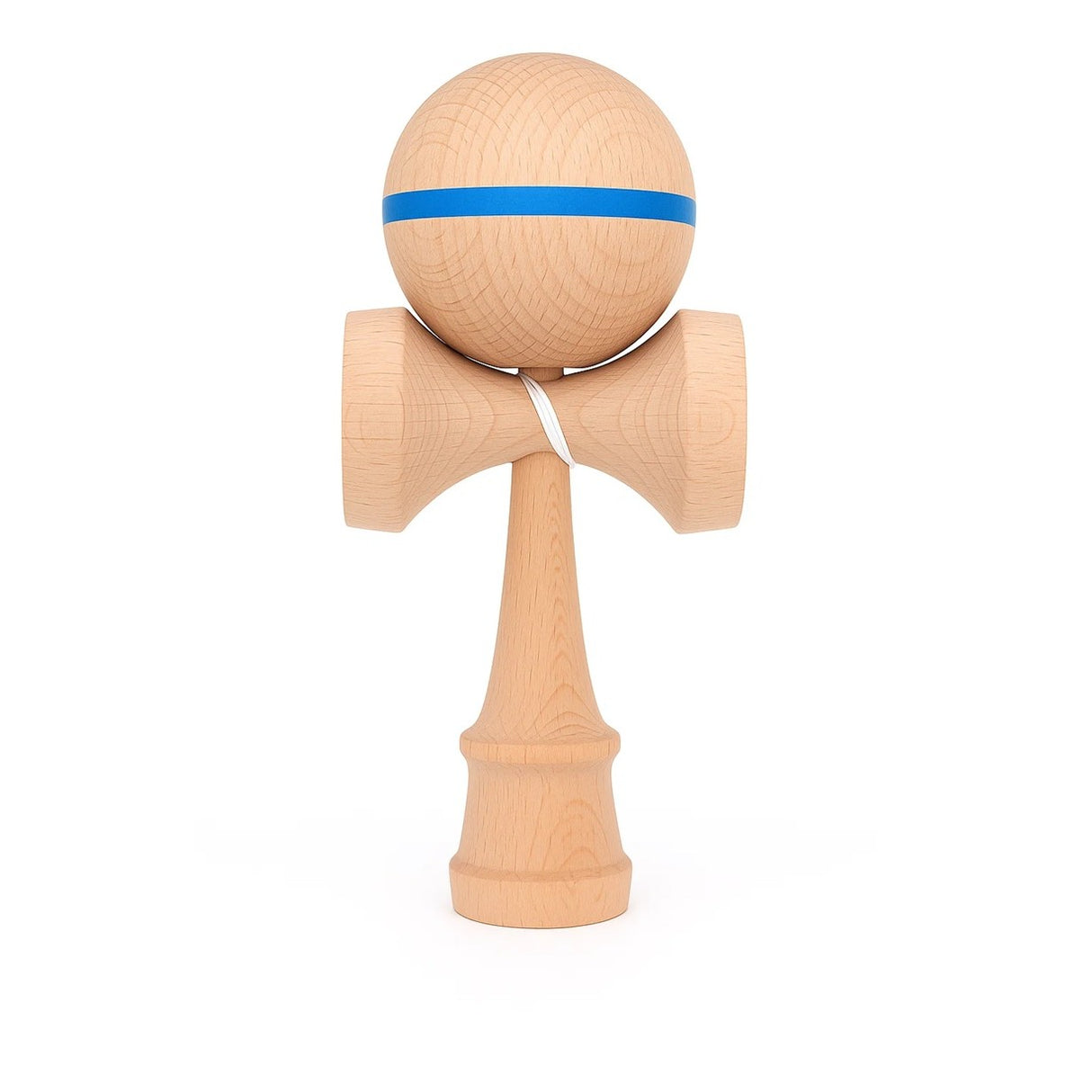 Jucarie Interactiva Kendama, Flippy, din Lemn, 18 cm, Joc de Indemanare pentru Copii si Adulti, Model cu Dunga, Albastru - vivimall.ro