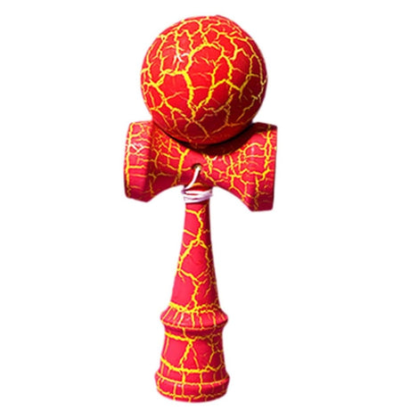 Kendama Crack, Flippy, din Lemn, 18 cm, +14 Ani, Diametru Bila 6 cm, Model Crapat, Rosu - vivimall.ro