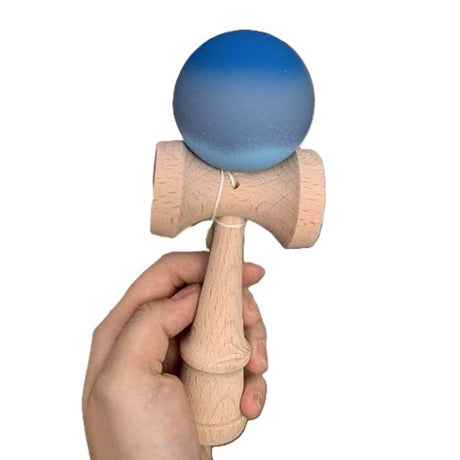 Jucarie Kendama X Originala, Profesionala, Flippy, din Lemn, Rubber Grip, 18 cm, Albastru/Gri/Bleu - vivimall.ro
