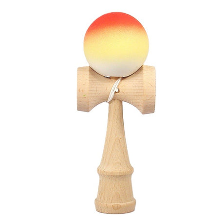 Jucarie Kendama X Originala, Profesionala, Flippy, din Lemn, Rubber Grip, 18 cm, Portocaliu/Galben/Alb - vivimall.ro