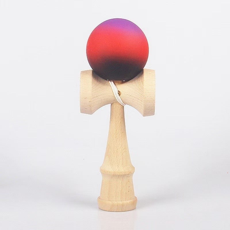 Jucarie Kendama X Originala, Profesionala, Flippy, din Lemn, Rubber Grip, 18 cm, Mov/Rosu/Negru - vivimall.ro