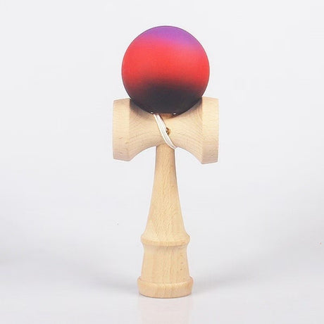 Jucarie Kendama X Originala, Profesionala, Flippy, din Lemn, Rubber Grip, 18 cm, Mov/Rosu/Negru - vivimall.ro