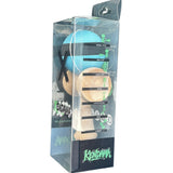 Kendama X Originala, Profesionala, Vivimall, din Lemn, 18 cm, Rubber Grip, Dungi Albastru/Negru - vivimall.ro