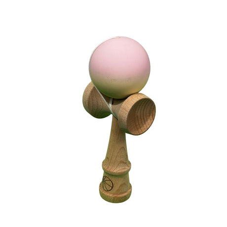 Kendama X Originala, Profesionala, Flippy, din Lemn, Rubber Grip, 18 cm, Roz/Galben - vivimall.ro