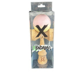 Kendama X Originala, Profesionala, Flippy, din Lemn, Rubber Grip, 18 cm, Roz/Galben - vivimall.ro
