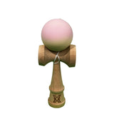 Kendama X Originala, Profesionala, Flippy, din Lemn, Rubber Grip, 18 cm, Roz/Galben - vivimall.ro
