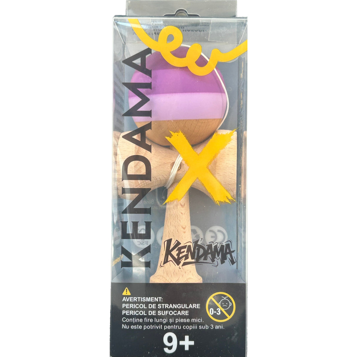 Jucarie Interactiva Kendama Profesionala, Flippy, din Lemn, 18 x 7 x 6 cm, Joc de Indemanare pentru Copii si Adulti, Multicolor Purpuriu Mov Lila - vivimall.ro