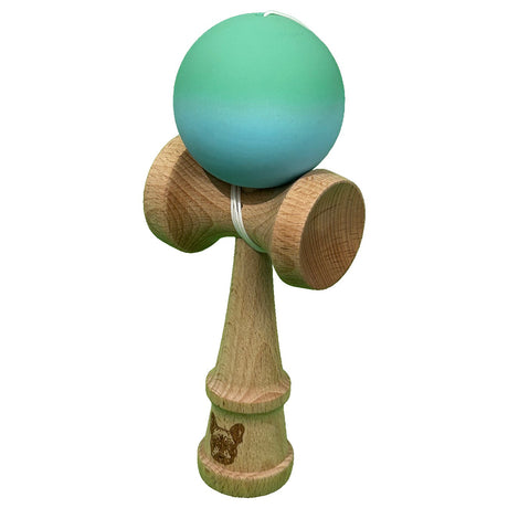 Jucarie Kendama X Originala, Profesionala, Flippy, din Lemn, Rubber Grip, 18 cm, Gradient Turcoaz/Alb - vivimall.ro