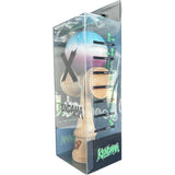 Jucarie Kendama X Originala, Profesionala din Lemn, Rubber Grip, 18 cm, Gradient Albastru Alb Mov - vivimall.ro