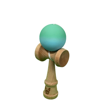 Jucarie Kendama X Originala, Profesionala, Flippy, din Lemn, Rubber Grip, 18 cm, Verde/Albastru - vivimall.ro