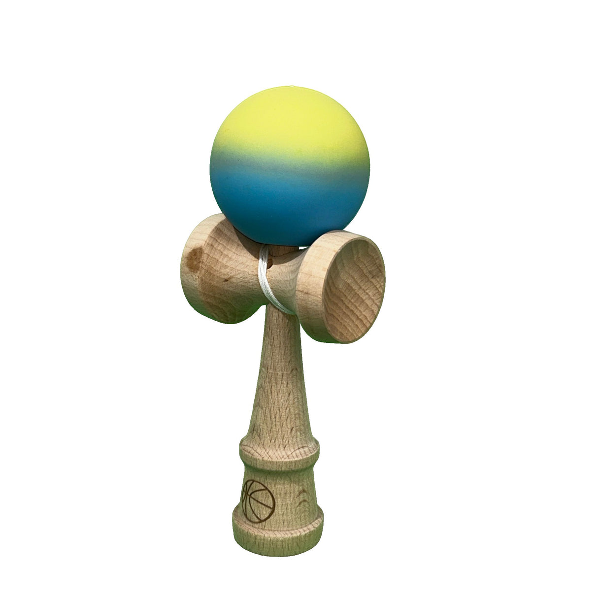Jucarie Kendama X Originala, Profesionala, Flippy, din Lemn, Rubber Grip, 18 cm, Gradient Galben/Albastru/Verde - vivimall.ro