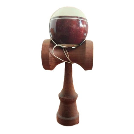 Jucarie Kendama X Originala, Profesionala Limited, Flippy, din Lemn cu Bila din Invelis SUPER STICK, 18 cm, Joc pentru Copii si Adulti, Alb/Maro inchis - vivimall.ro