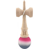 Jucarie Interactiva Kendama X Profesionala, Flippy, din Lemn, Rubber Grip, 18 cm, Roz/Alb/Gri - vivimall.ro
