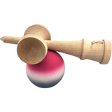 Jucarie Interactiva Kendama X Profesionala, Flippy, din Lemn, Rubber Grip, 18 cm, Roz/Alb/Gri - vivimall.ro