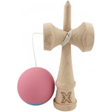 Kendama X Originala, Profesionala, Vivimall, din Lemn, 18 cm, Rubber Grip, Roz/Gri - vivimall.ro