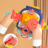 Jucarie interactiva Montessori, Vivimall, Jucarie pentru Bebelusi, Model Pinguin Ocupat, din Plastic rezistent, Varsta 18+ luni, 13 x 11 x 11 cm, Albastru/Multicolor - vivimall.ro