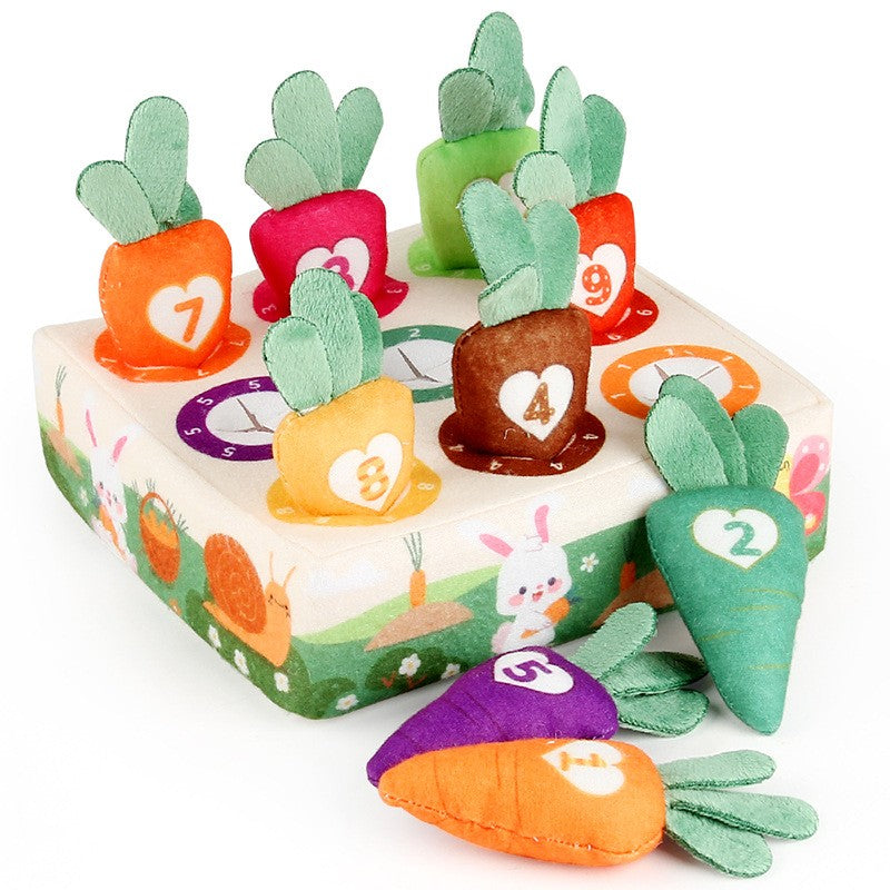 Jucarie Interactiva Montessori, pentru Copii, de Sortat pe Culori, Vivimall, 9 Morcovi si Suport, Multicolor - vivimall.ro