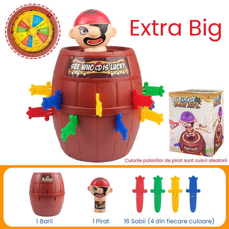 Jucarie interactiva Pirat Saltaret, Flippy, Joc de Grup/Familie, 16 sabii + 1 Pirat, 15.5 x 15.5 x 23 cm Rosu/Maro