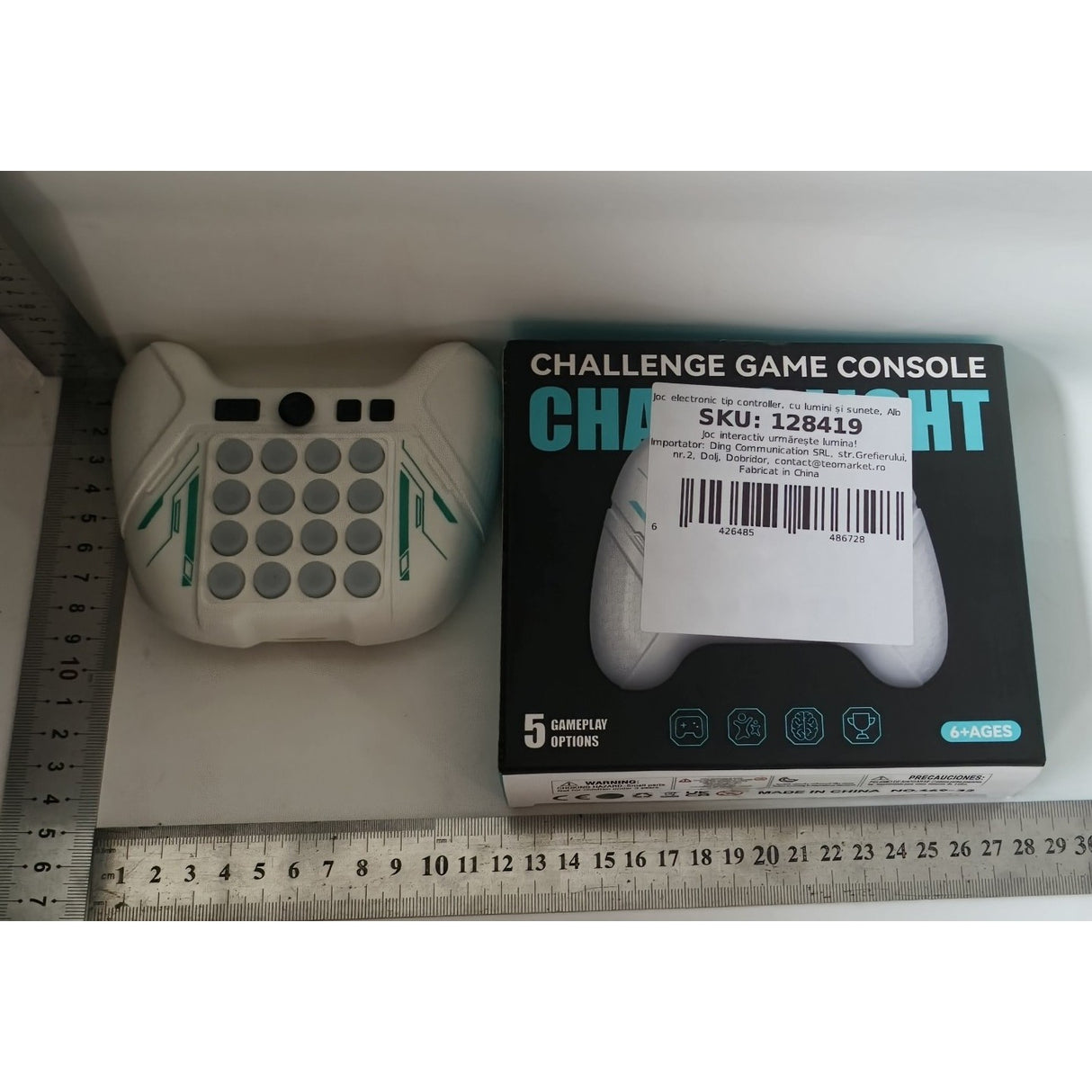 Jucarie Interactiva Pop It, Vivimall, Tip Consola, Anti-Stres, 5 Moduri de Joc, din ABS si Silicon, +3 Ani, Sunete si Lumini Model Controller, Alb - vivimall.ro