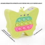 Jucarie Interactiva Tip Consola pentru Copii, Vivimall, Diferite Moduri de Joc, 120 Nivele, Material ABS/silicon, cu Nivele, Sunete si Lumini, 12 x 5.5 x 13.5 cm cm, Model Fluture, Galben - vivimall.ro