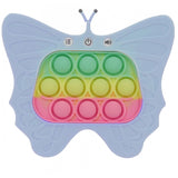 Jucarie Interactiva Tip Consola pentru Copii, Vivimall, Diferite Moduri de Joc, 120 Nivele, Material ABS/silicon, Sunete si Lumini, 12 x 5.5 x 13.5 cm cm, Model Fluture, Albastru Deschis - vivimall.ro