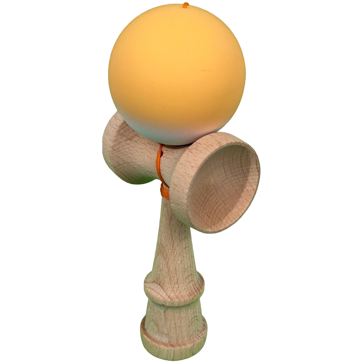 Jucarie Interactiva Kendama Profesionala din Lemn cu Bila Cauciucata, 18 x 6 x 7 cm, Joc de Indemanare pentru Copii si Adulti, Gradient Portocaliu Alb - vivimall.ro