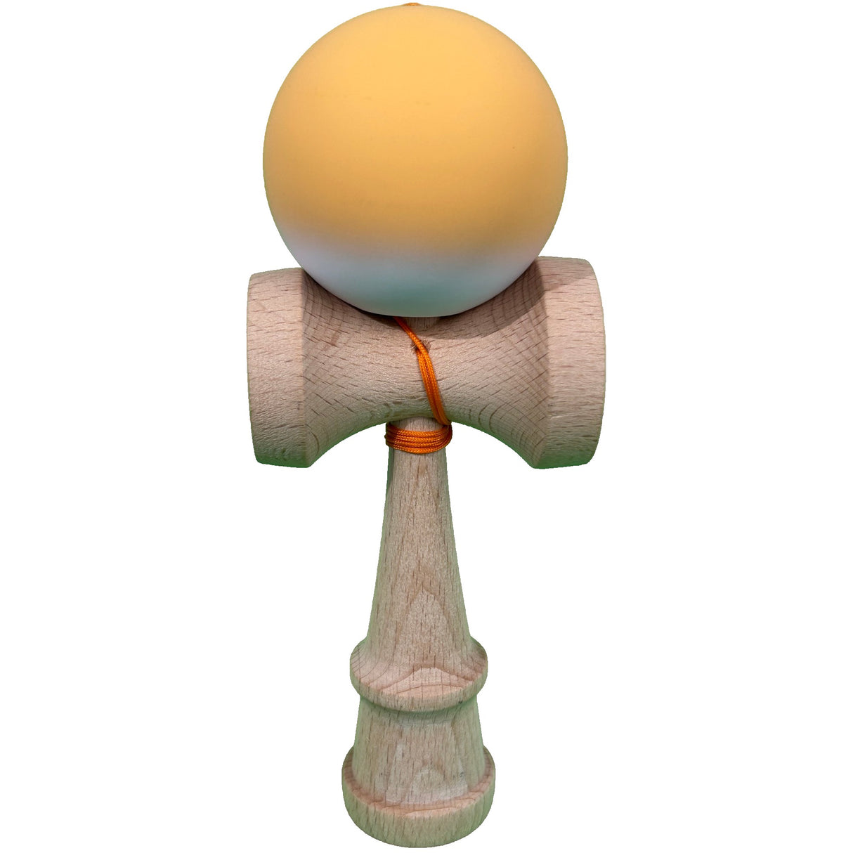 Jucarie Interactiva Kendama Profesionala din Lemn cu Bila Cauciucata, 18 x 6 x 7 cm, Joc de Indemanare pentru Copii si Adulti, Gradient Portocaliu Alb - vivimall.ro