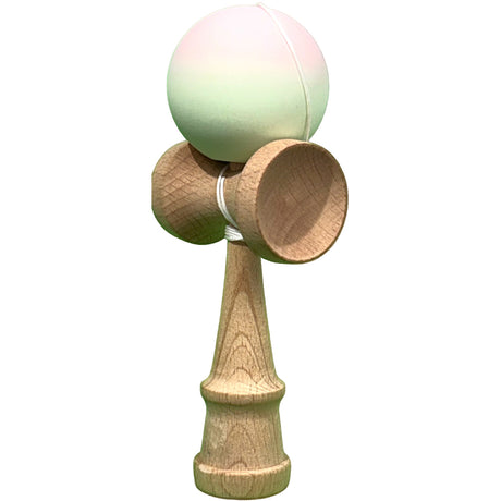 Kendama X Originala, Profesionala, Flippy, din Lemn, Rubber Grip, 18 cm, Roz/Verde - vivimall.ro