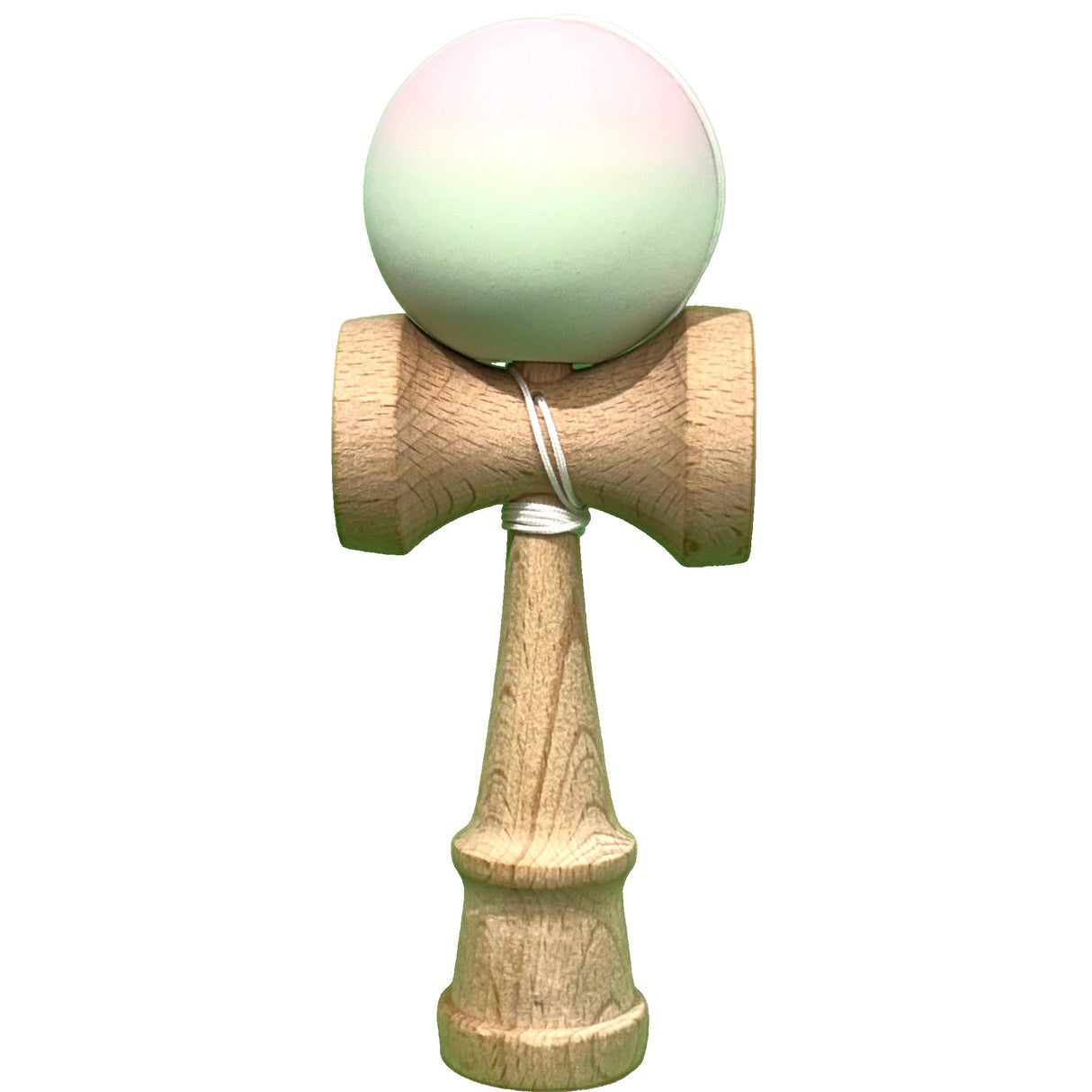 Kendama X Originala, Profesionala, Flippy, din Lemn, Rubber Grip, 18 cm, Roz/Verde - vivimall.ro