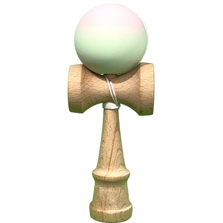 Kendama X Originala, Profesionala, Flippy, din Lemn, Rubber Grip, 18 cm, Roz/Verde - vivimall.ro