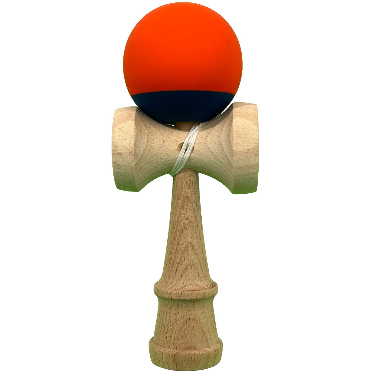 Jucarie Interactiva Kendama Profesionala din Lemn cu Bila Cauciucata, 18 x 6 x 7 cm, Joc de Indemanare pentru Copii si Adulti, Bicolor Portocaliu Albastru inchis - vivimall.ro