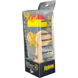 Jucarie Interactiva Kendama Profesionala din Lemn, 18 cm, Joc de Indemanare pentru Copii si Adulti, Multicolor Rosu Galben Albastru inchis - vivimall.ro