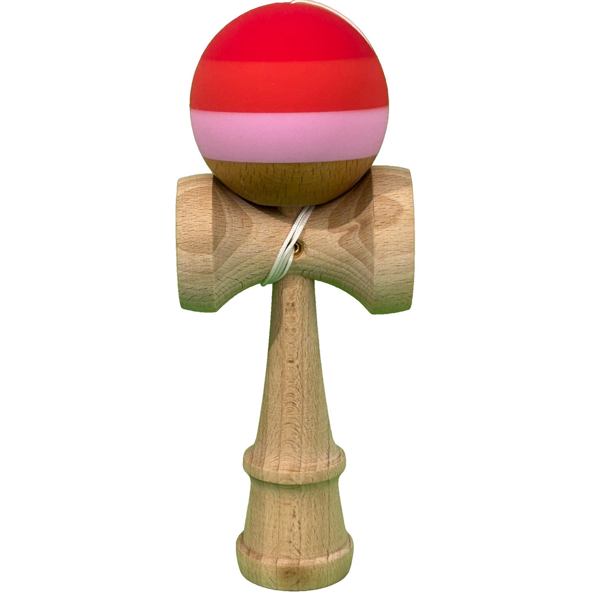 Jucarie Interactiva Kendama Profesionala din Lemn, 18 x 7 x 6 cm, Joc de Indemanare pentru Copii si Adulti, Multicolor Rosu inchis Rosu Alb - vivimall.ro