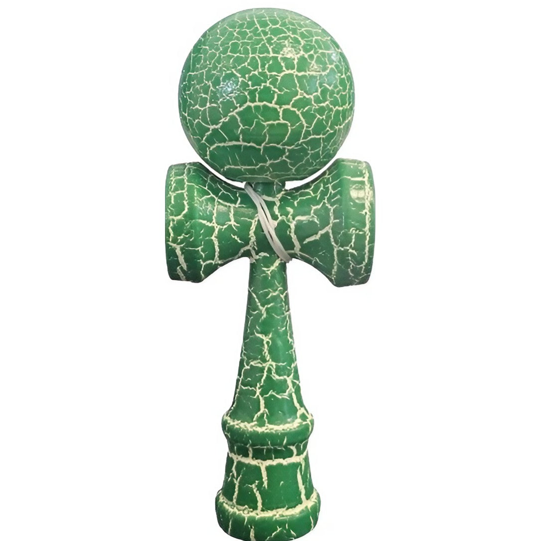 Kendama X Originala, Profesionala, Vivimall, Kendama Cracked, din Lemn, 18 cm, Verde Alb - vivimall.ro
