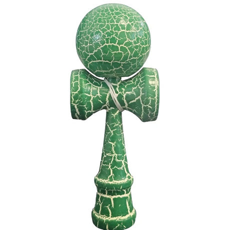 Kendama X Originala, Profesionala, Vivimall, Kendama Cracked, din Lemn, 18 cm, Verde Alb - vivimall.ro