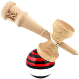 Kendama X Originala, Profesionala, Flippy, din Lemn, Super Sticky, 18 cm, Rosu/Negru/Alb - vivimall.ro