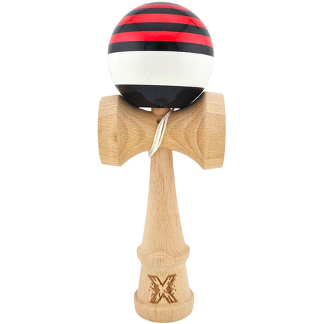 Kendama X Originala, Profesionala, Flippy, din Lemn, Super Sticky, 18 cm, Rosu/Negru/Alb - vivimall.ro