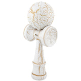 Jucarie Kendama X Originala, Profesionala, Kendama Cracked din Lemn – 18 cm, Joc Interactiv de Indemanare pentru Copii si Adulti, Crack Alb/Galben - vivimall.ro