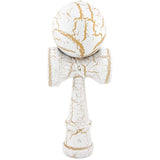 Jucarie Kendama X Originala, Profesionala, Kendama Cracked din Lemn – 18 cm, Joc Interactiv de Indemanare pentru Copii si Adulti, Crack Alb/Galben - vivimall.ro