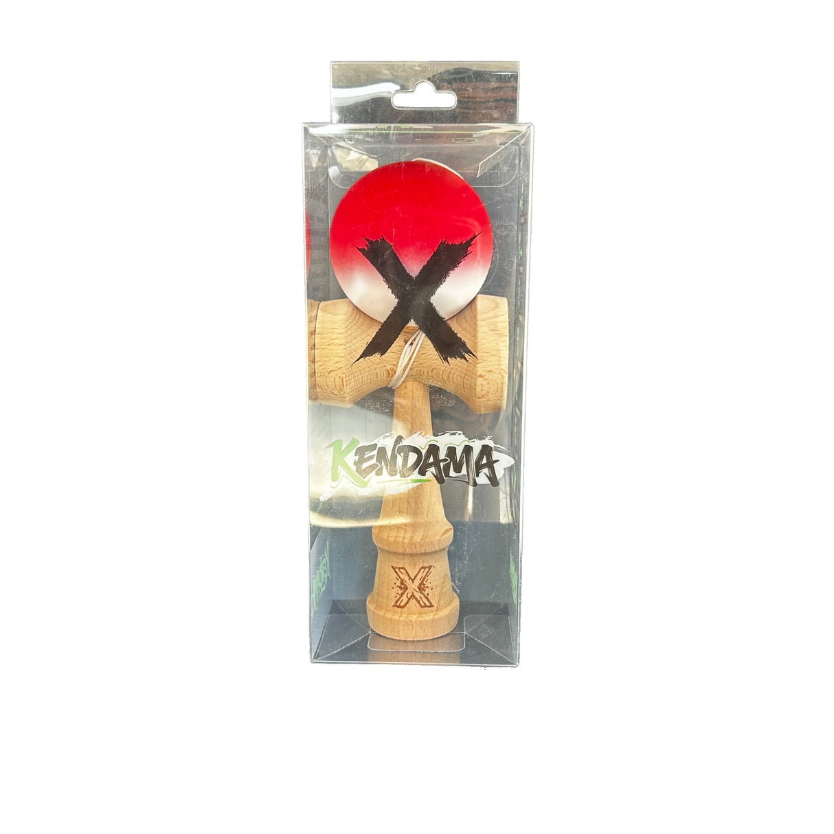 Jucarie Kendama X Originala, Profesionala, Flippy, din Lemn, Rubber Grip, 18 cm, Rosu/Alb - vivimall.ro