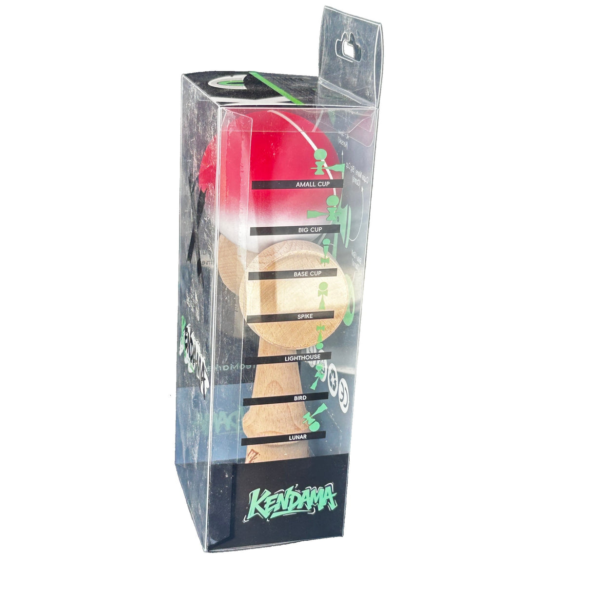 Jucarie Kendama X Originala, Profesionala, Flippy, din Lemn, Rubber Grip, 18 cm, Rosu/Alb - vivimall.ro
