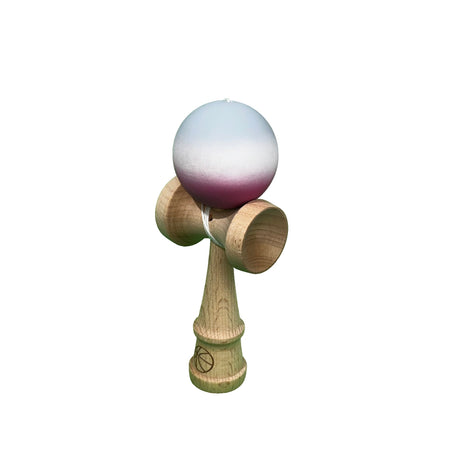 Jucarie Kendama X Originala, Profesionala, Flippy, din Lemn, Rubber Grip, 18 cm, Roz/Alb/Gri - vivimall.ro