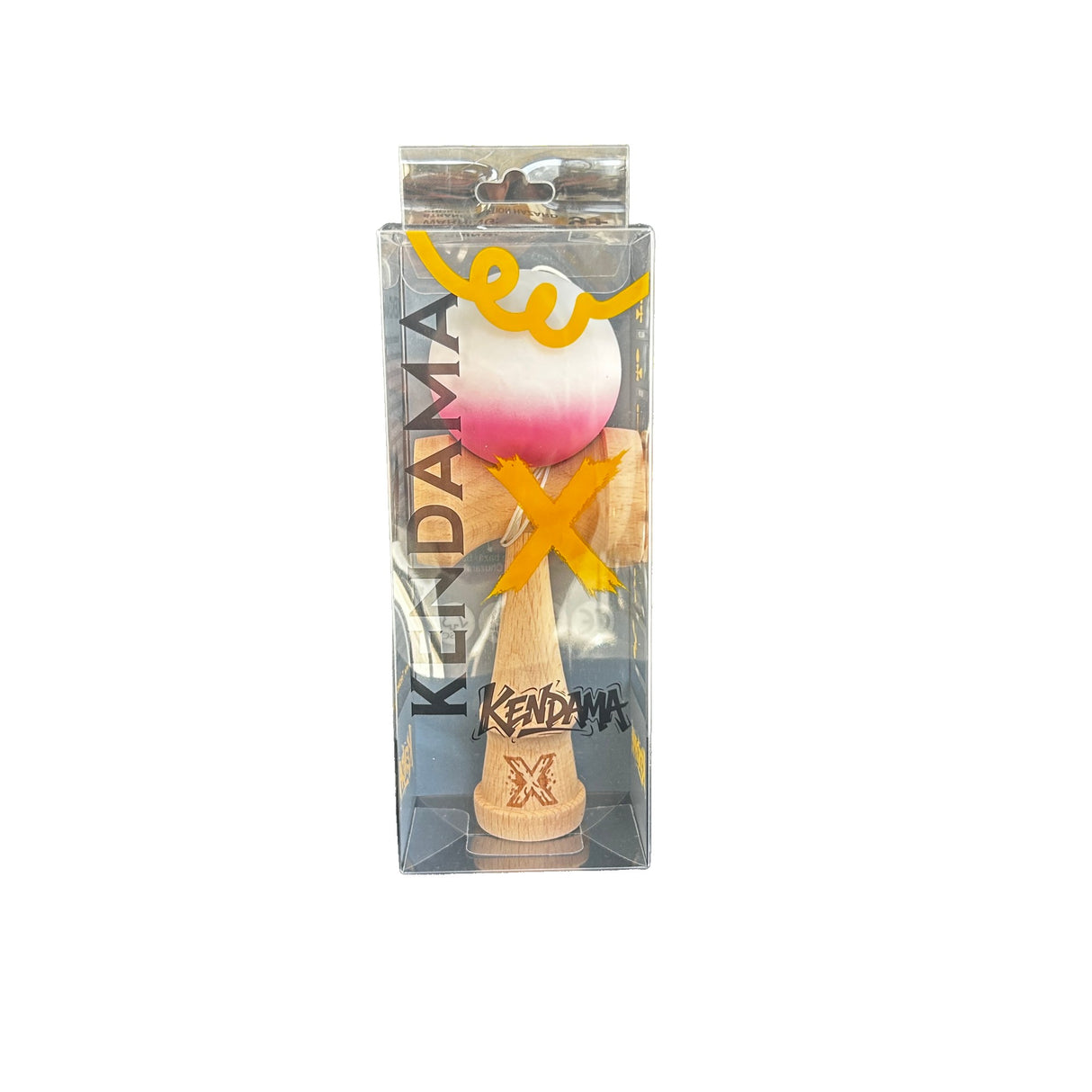 Jucarie Kendama X Originala, Profesionala, Flippy, din Lemn, Rubber Grip, 18 cm, Roz/Alb/Gri - vivimall.ro