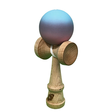Jucarie Kendama X Originala, Profesionala, Flippy, din Lemn, Rubber Grip, 18 cm, Roz/Mov/Albastru - vivimall.ro