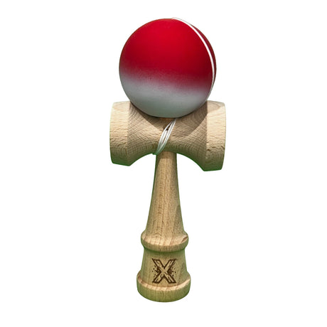 Jucarie Kendama X Originala, Profesionala, Flippy, din Lemn, Rubber Grip, 18 cm, Rosu/Alb - vivimall.ro