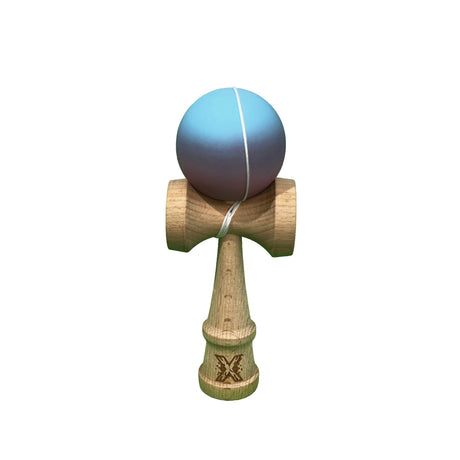 Jucarie Kendama X Originala, Profesionala, Flippy, din Lemn, Rubber Grip, 18 cm, Roz/Mov/Albastru - vivimall.ro